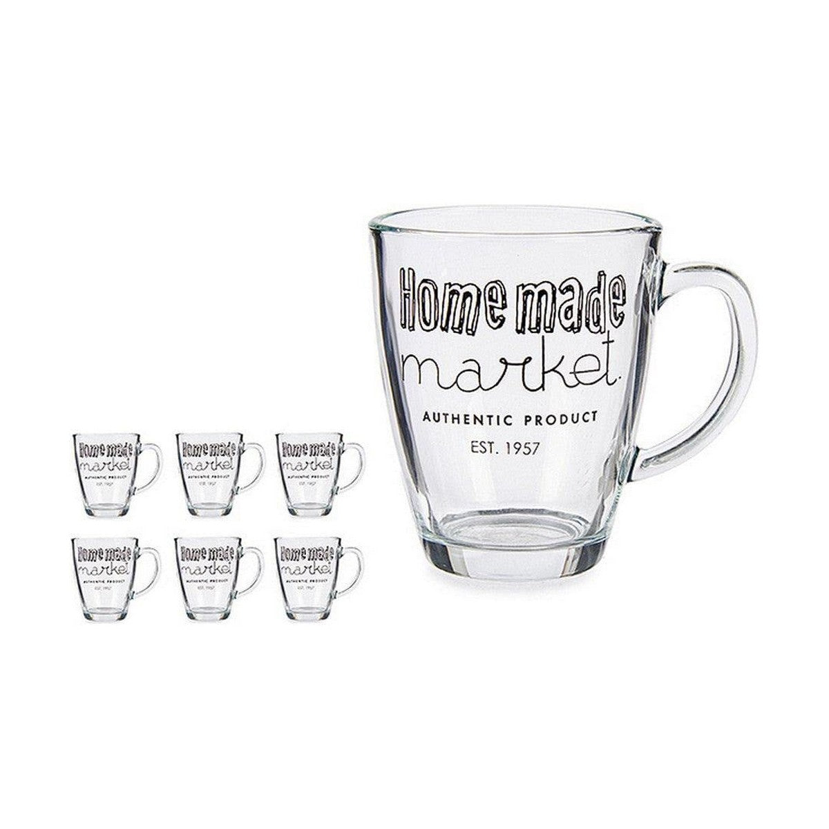 Caneca Market Transparente Vidro (320 ml) (6 Unidades) - EcoNest