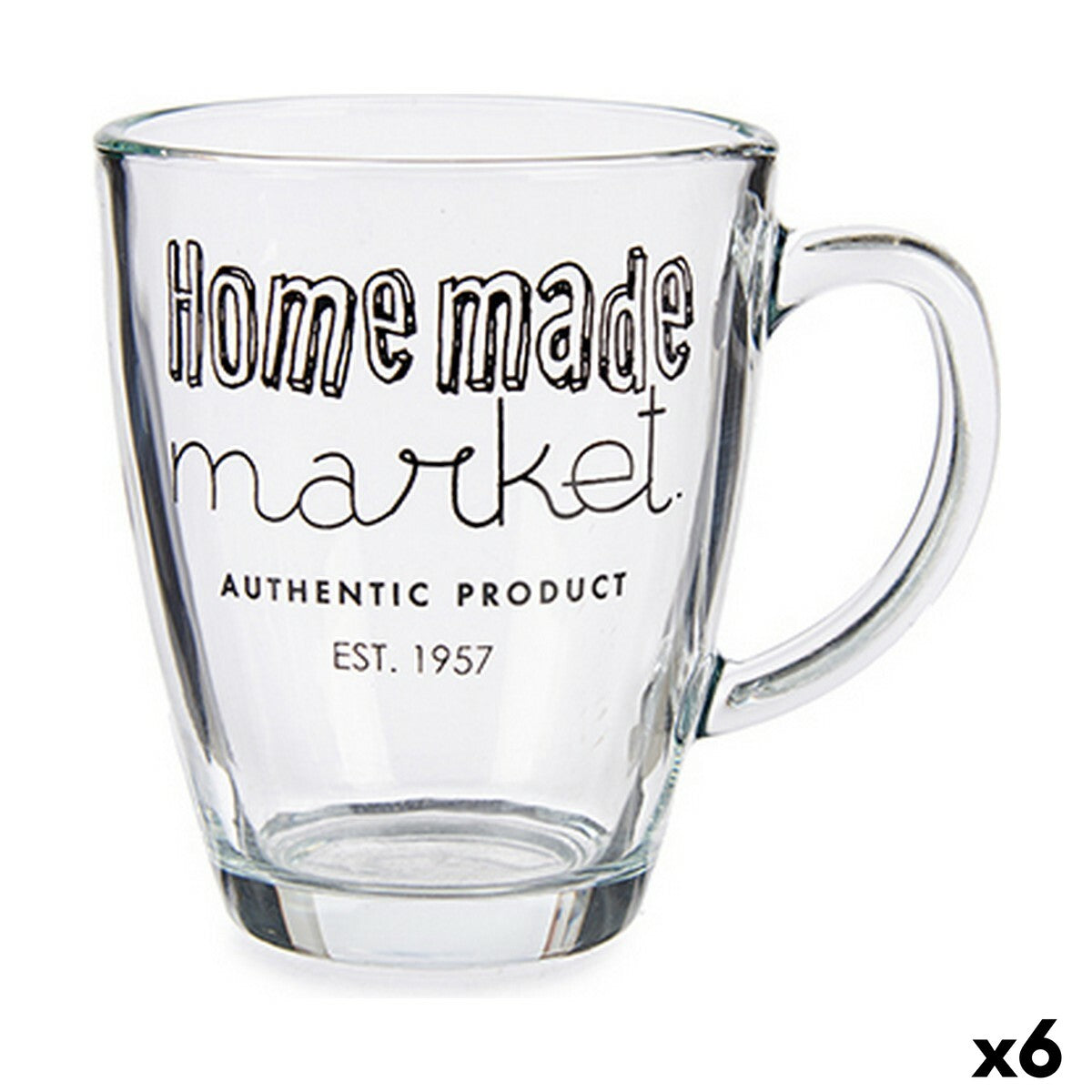 Caneca Market Transparente Vidro (320 ml) (6 Unidades) - EcoNest
