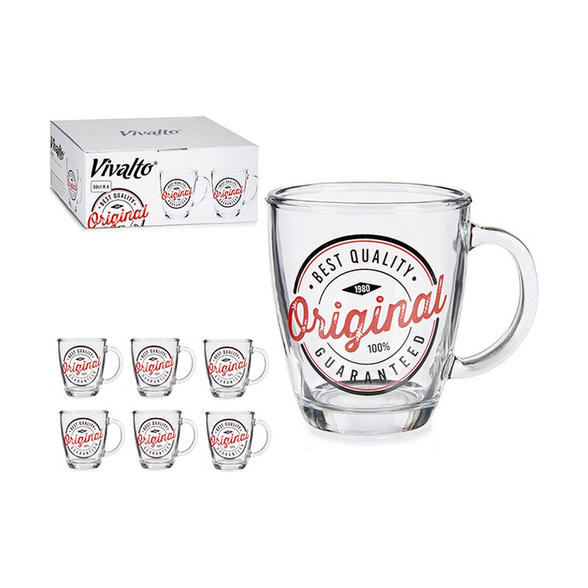 Caneca Original Transparente Vidro (320 ml) (6 Unidades) - EcoNest