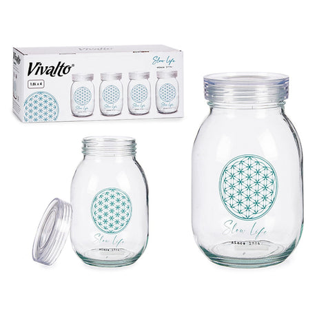 Bote Slow Life Transparente Vidro (1800 ml) (4 Unidades) - EcoNest