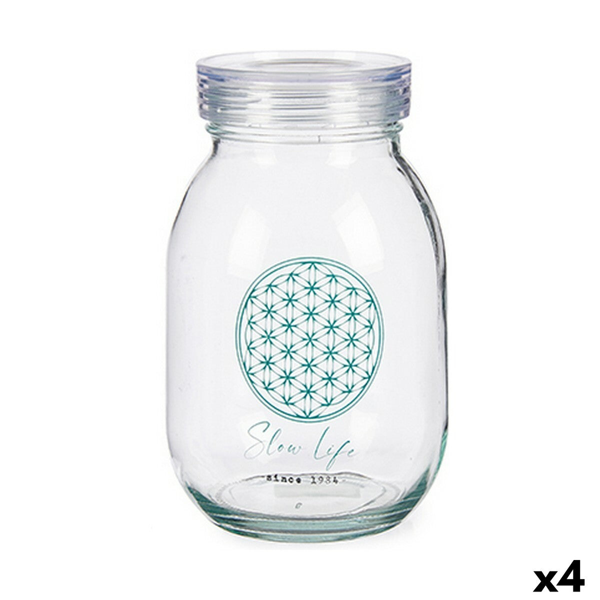 Bote Slow Life Transparente Vidro (1800 ml) (4 Unidades) - EcoNest