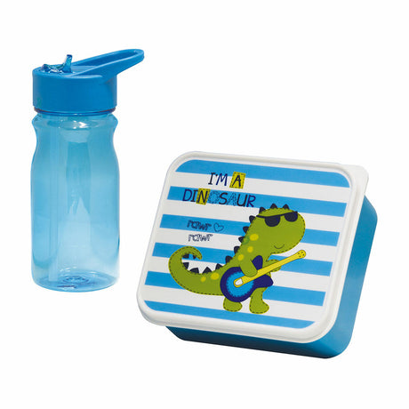 Lancheira com Frasco Mondex Azul Dinossauro - EcoNest