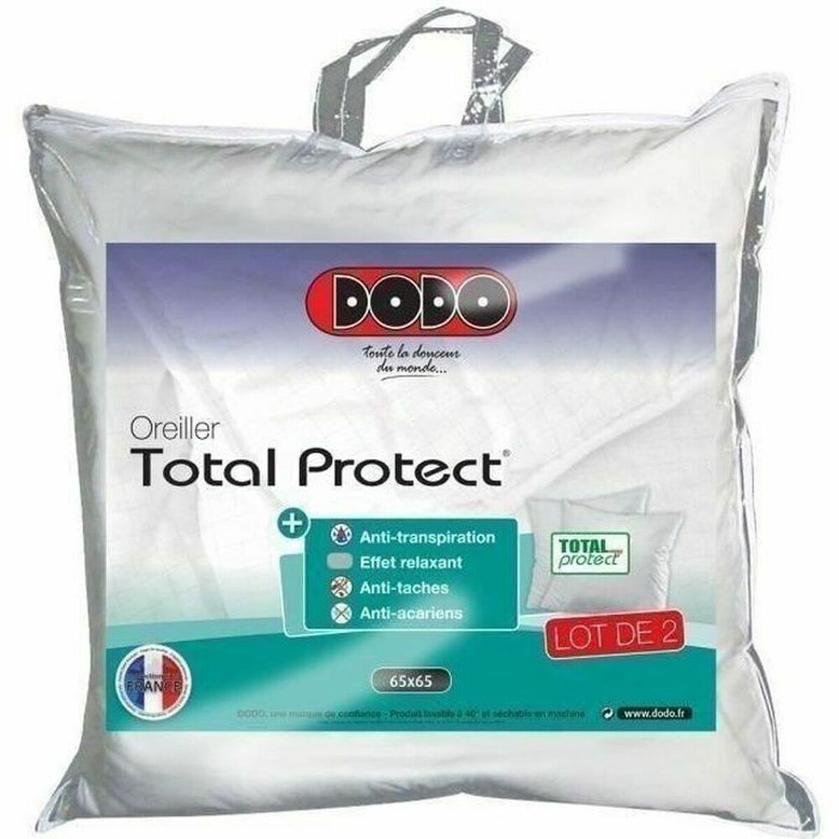 Almofada DODO Total Protect Branco 65 x 65 cm (2 Unidades) - EcoNest