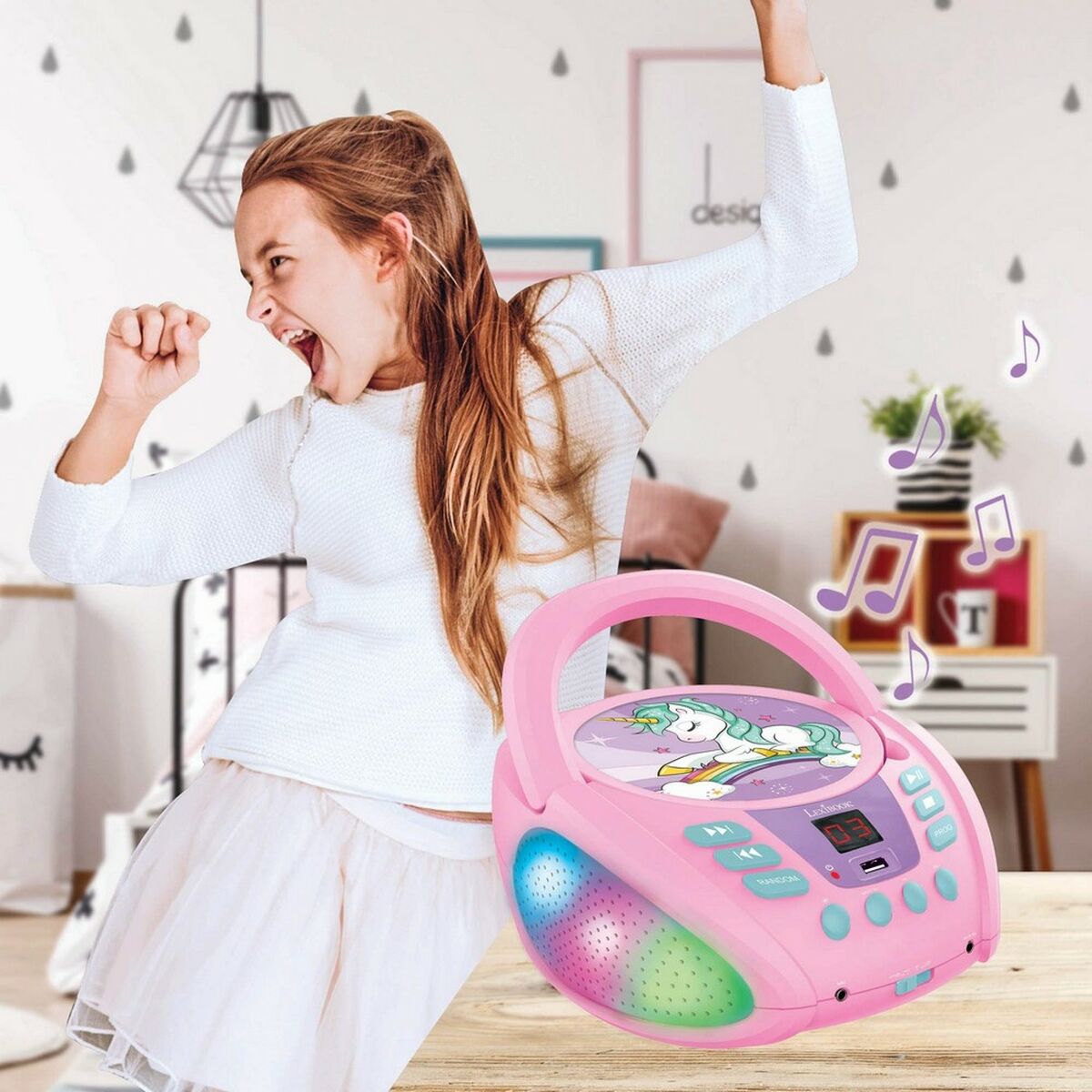 Reprodutor CD/MP3 Lexibook Infantil Cor de Rosa Bluetooth Unicórnio - EcoNest