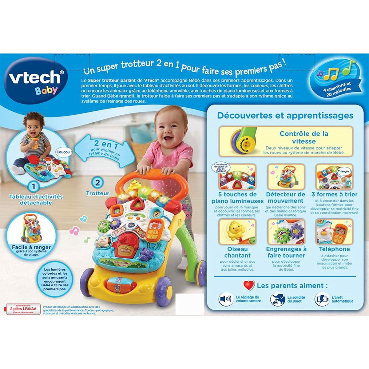 Andarilho Vtech Super Trotteur Parlant 2 En 1 Orange (FR) Multicolor - EcoNest