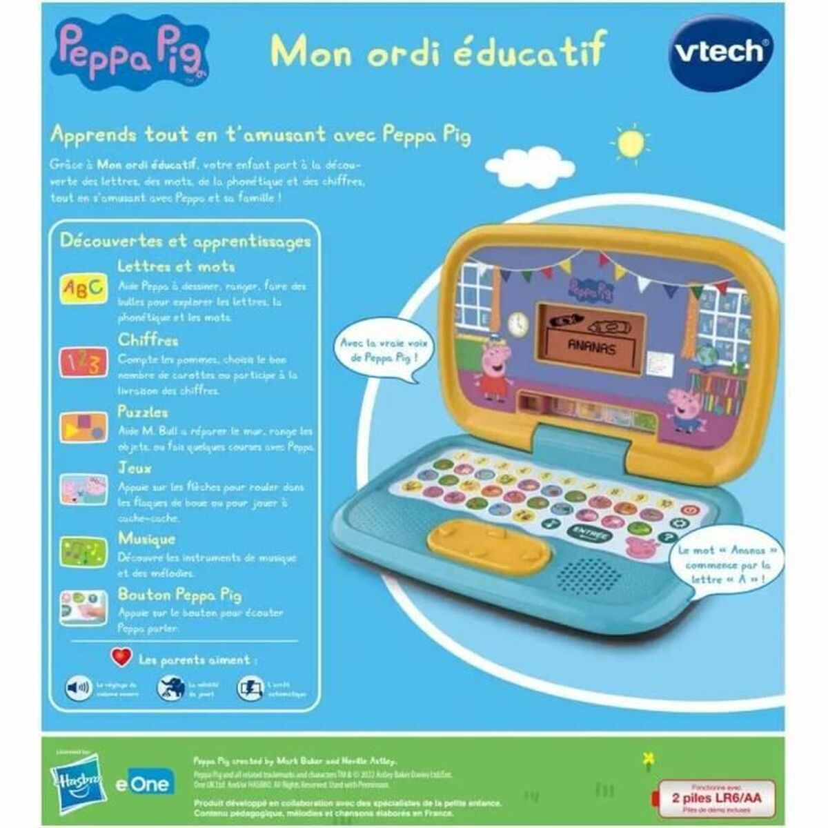 Computador portátil Vtech Peppa Pig 3-6 anos Brinquedo Interativo - EcoNest