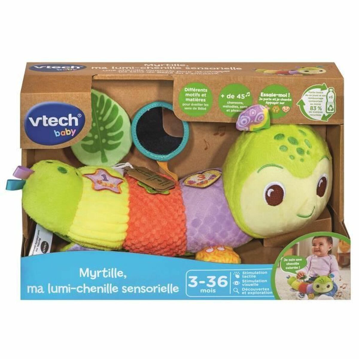 Brinquedo educativo Vtech Baby Myrtille, ma lumi-chenille sensorielle (FR) - EcoNest