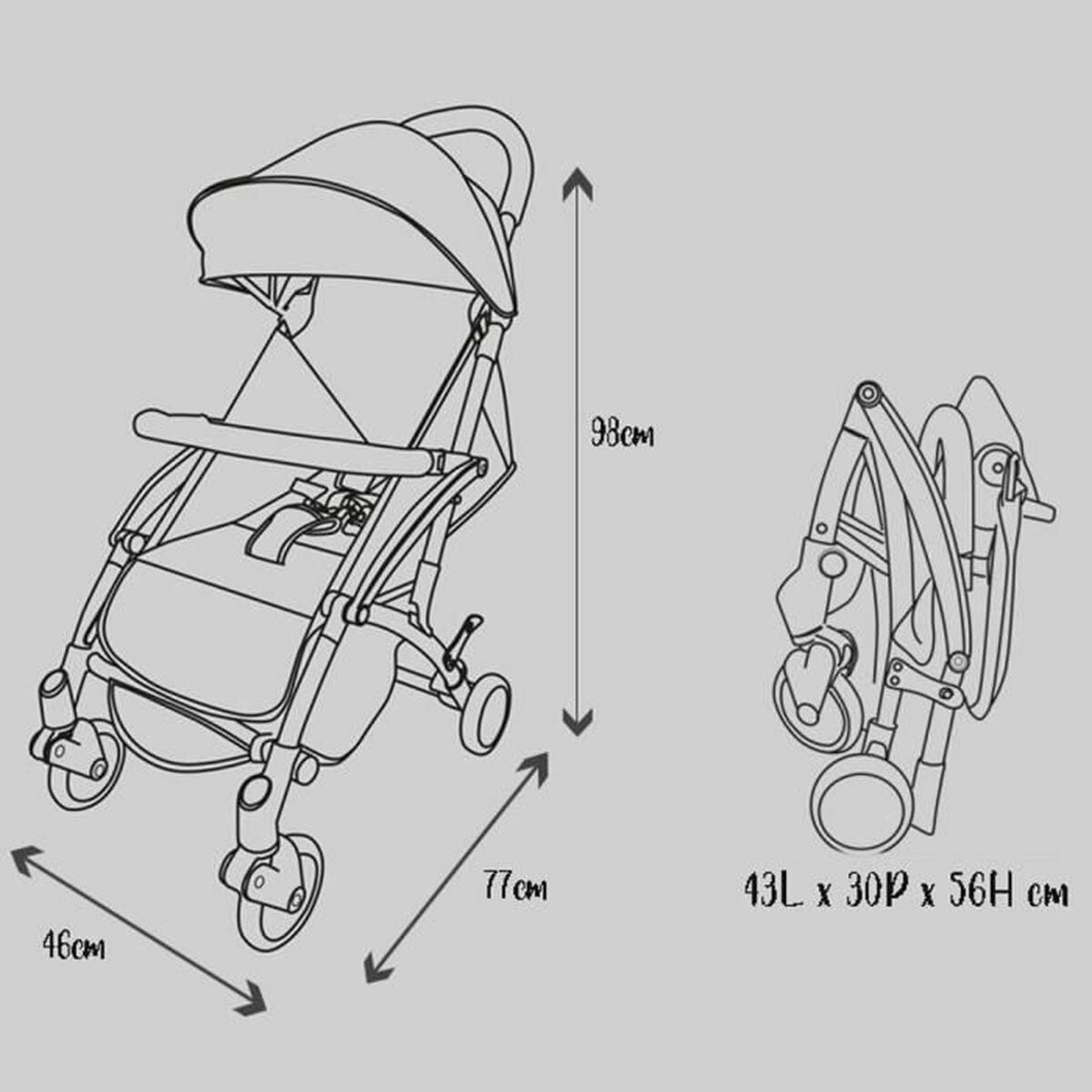 Carrinho de passeio para bebê Nania Lili Cinzento - EcoNest