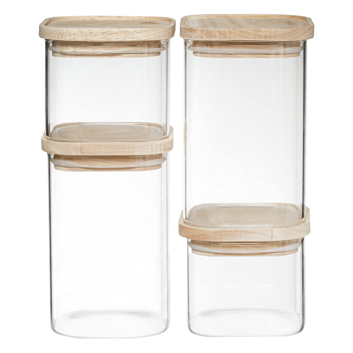 Conjunto de 4 Potes Secret de Gourmet Cozinha Empilhável Vidro - EcoNest