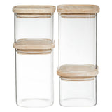 Conjunto de 4 Potes Secret de Gourmet Cozinha Empilhável Vidro - EcoNest