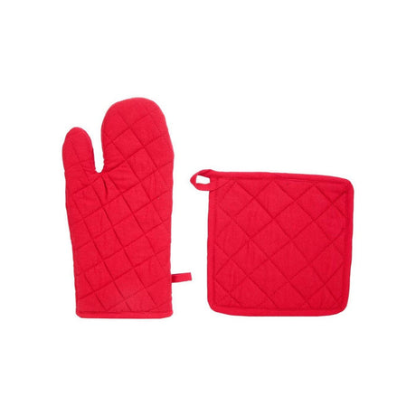 Conjunto de Luva de Forno e Pega Atmosphera Vermelho Algodão - EcoNest