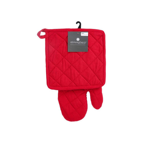 Conjunto de Luva de Forno e Pega Atmosphera Vermelho Algodão - EcoNest