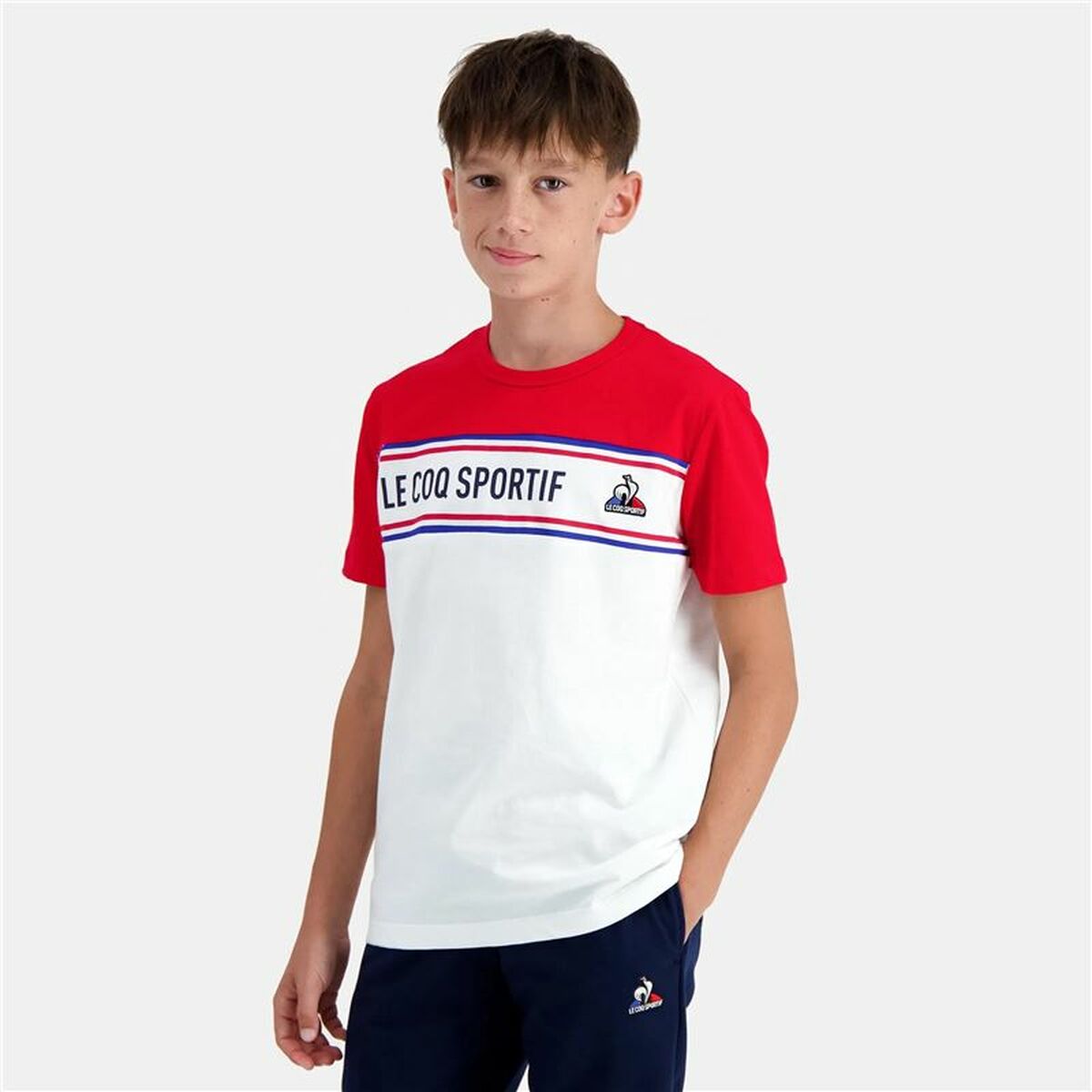 Camisola de Manga Curta Criança Le coq sportif N°2 Tricolore Branco - EcoNest