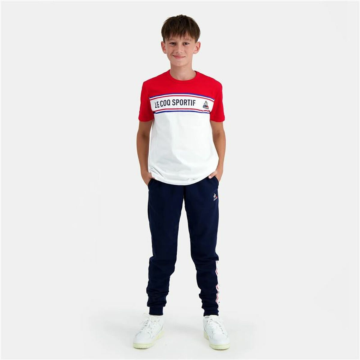 Camisola de Manga Curta Criança Le coq sportif N°2 Tricolore Branco - EcoNest