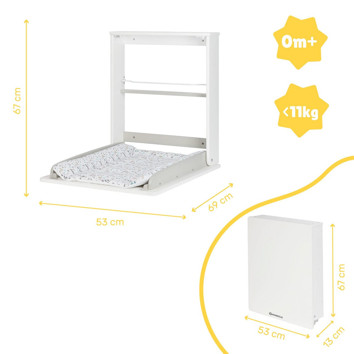 Trocador Badabulle Plouf Compacto De parede Dobrável 46 x 46 x 61 cm - EcoNest