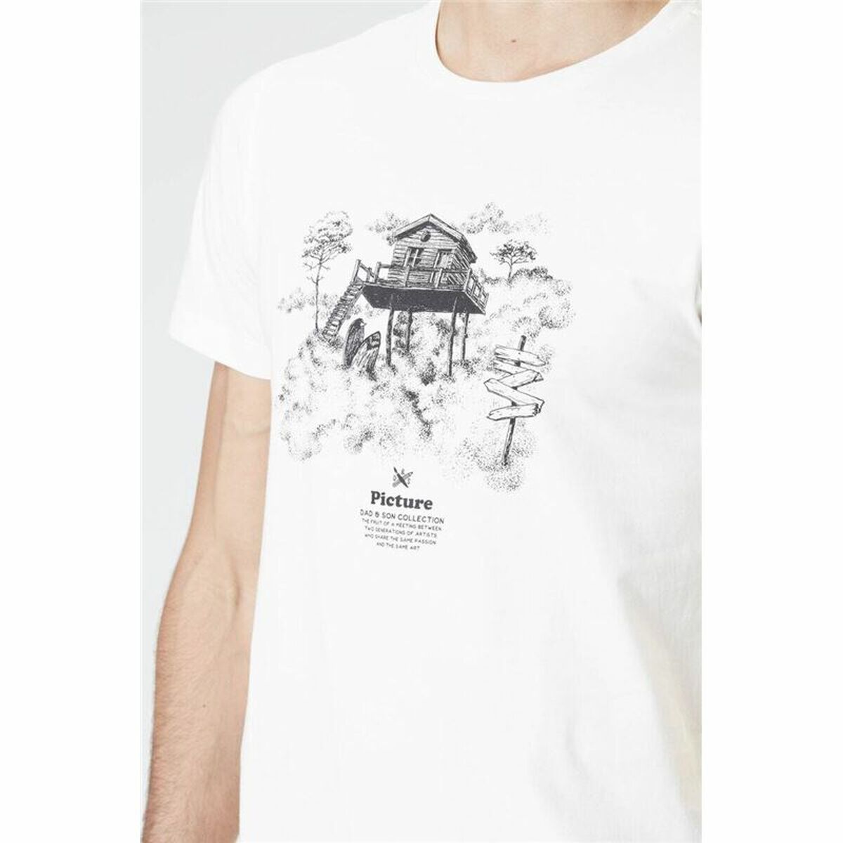 T-shirt Picture DS Surf Cabin Natural Branco Homem - EcoNest