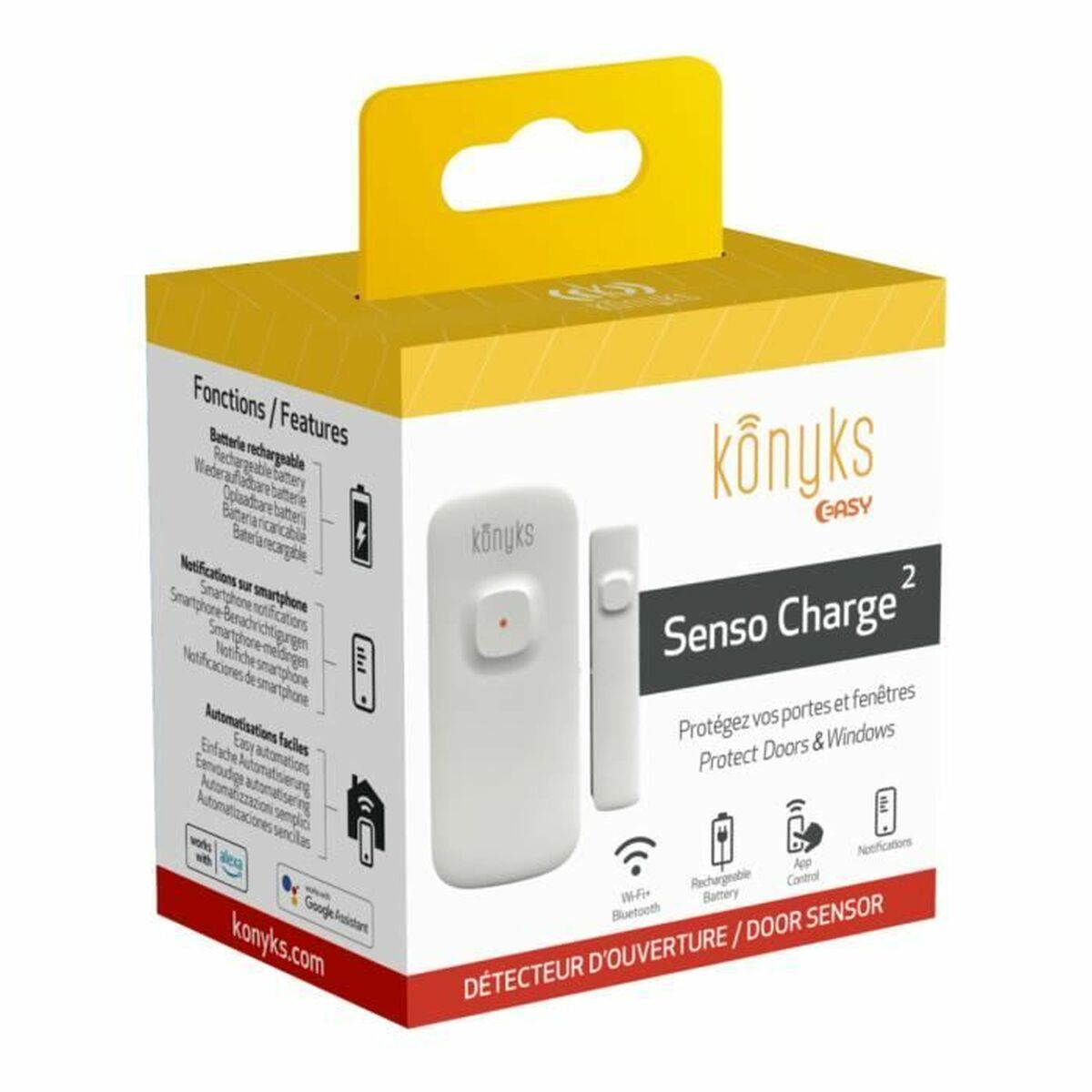 Detetor de abertura para portas e janelas Konyks Senso Charge 2 Wi-Fi 2,4 GHz - EcoNest