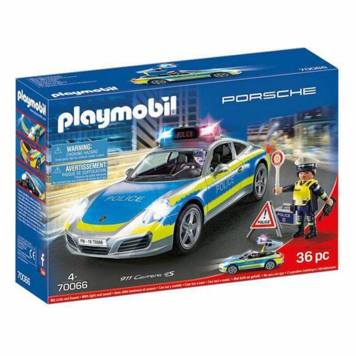 Playset Porsche 911 Carrera 4S Police Playmobil 70066 (36 pcs) - EcoNest