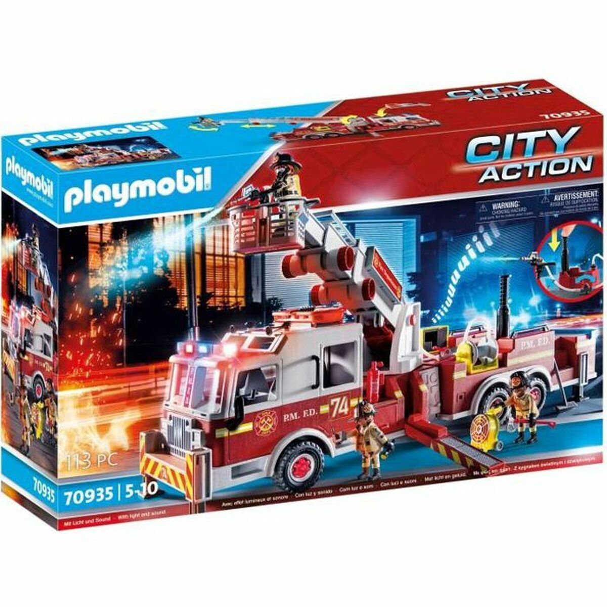 Playset de Veículos Playmobil Fire Truck with Ladder 70935 113 Peças - EcoNest