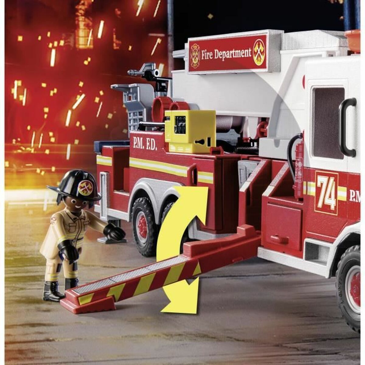 Playset de Veículos Playmobil Fire Truck with Ladder 70935 113 Peças - EcoNest