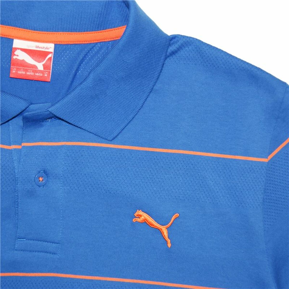 Polo de Manga Curta Homem Puma Jacquard Azul - EcoNest