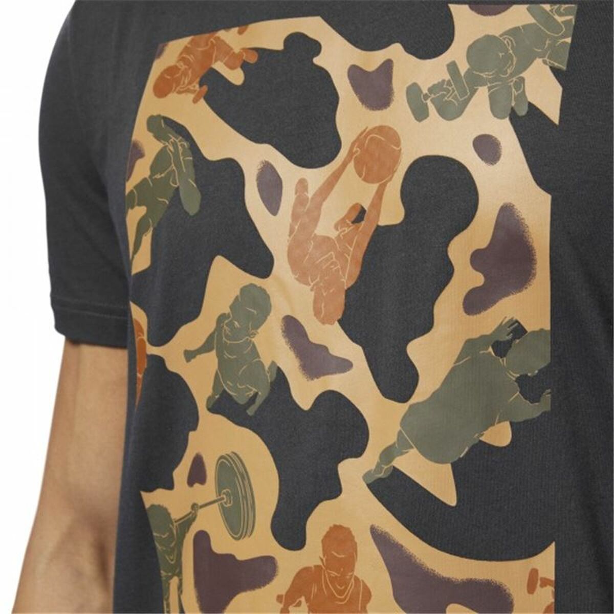 Camisola de Manga Curta Homem Reebok Sportswear Training Camuflagem Preto - EcoNest