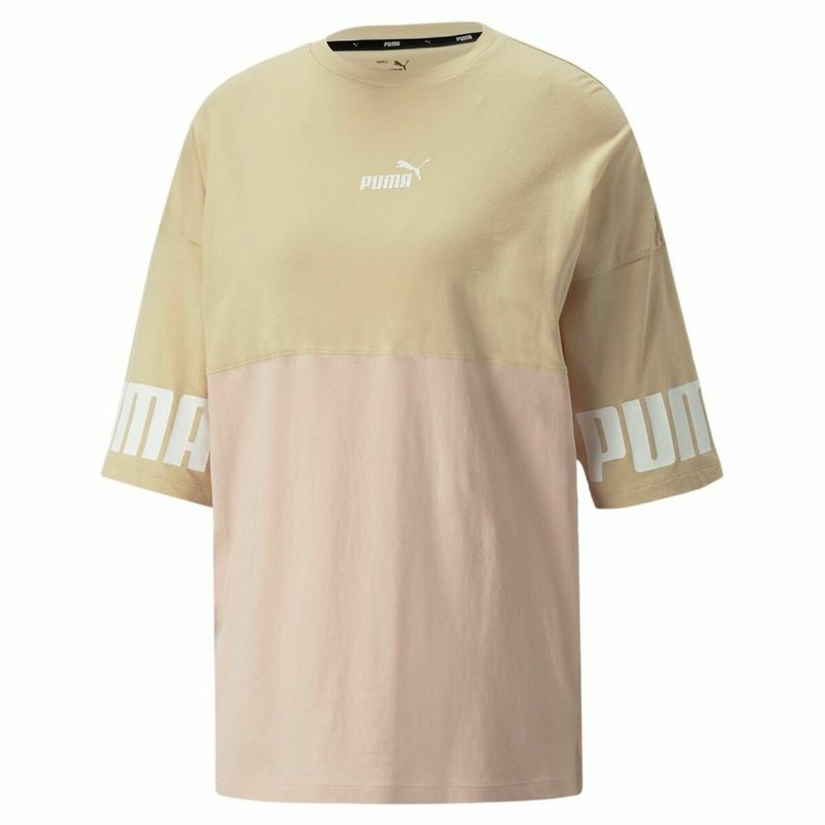 Camisola de Manga Curta Mulher Puma Colorblock Bege - EcoNest