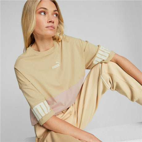 Camisola de Manga Curta Mulher Puma Colorblock Bege - EcoNest