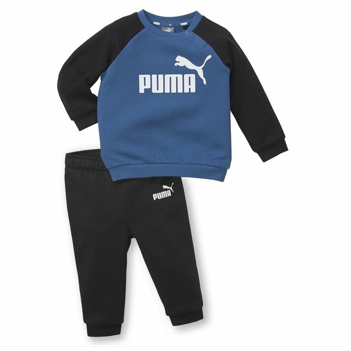 Fato de Treino Infantil Puma Minicats Essentials Raglan Preto Azul - EcoNest