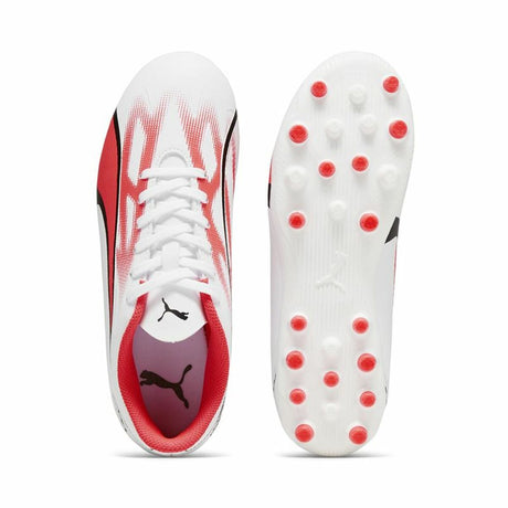 Chuteiras Infantis Puma Ultra Play MG Branco Vermelho - EcoNest