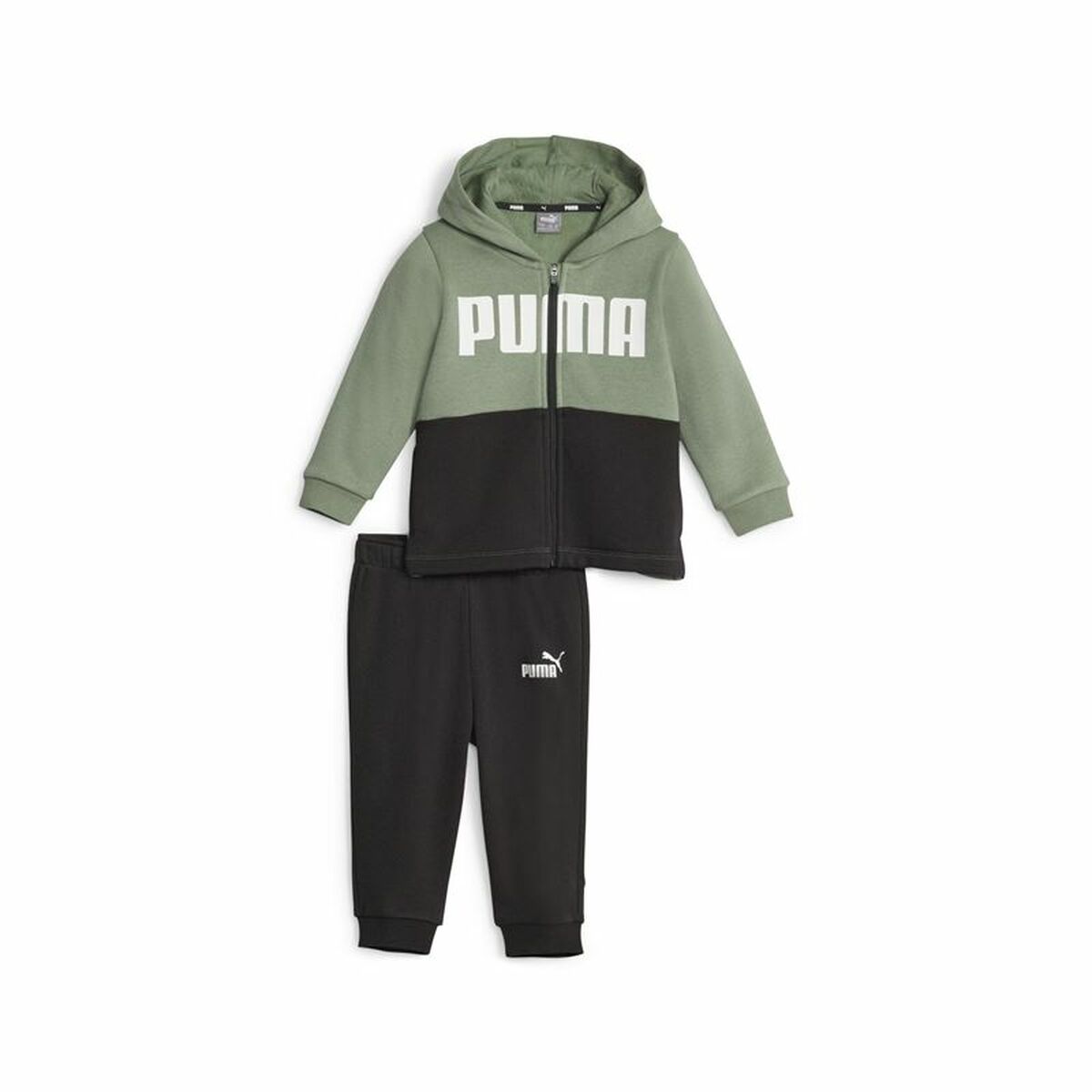 Fato de Treino para Bebé Puma Minicats Colorblockk Preto Verde - EcoNest