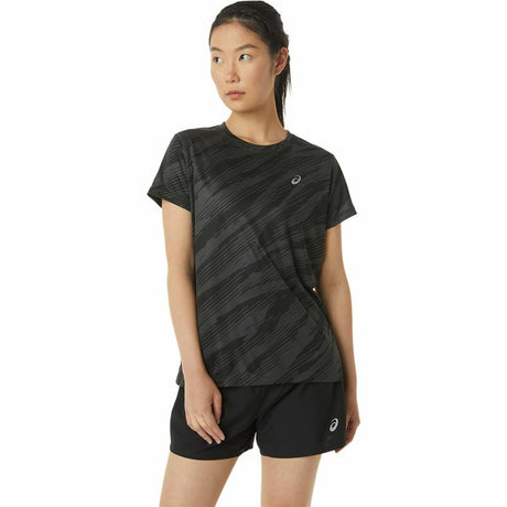 Camisola de Manga Curta Mulher Asics Core All Over Print Preto Mulher - EcoNest