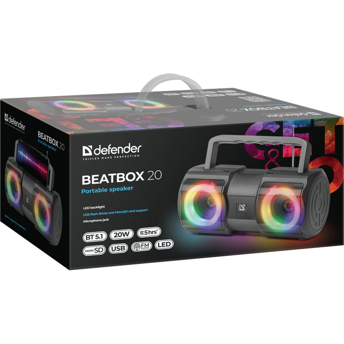 Altifalante Bluetooth Portátil Defender BEATBOX 20 Preto - EcoNest