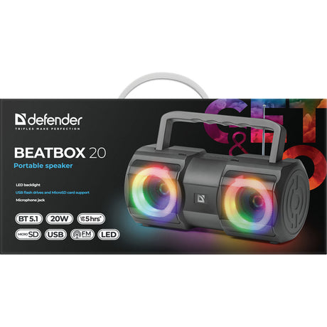 Altifalante Bluetooth Portátil Defender BEATBOX 20 Preto - EcoNest