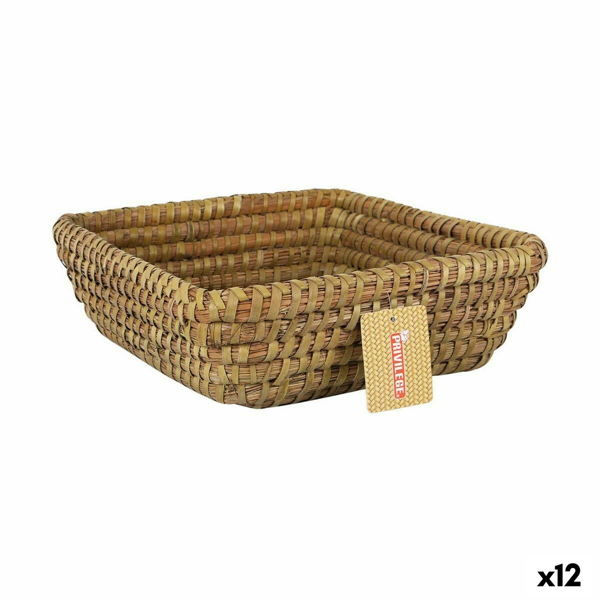 Cesta Multiusos Privilege Korne Castanho vime Quadrado 27 x 27 x 9 cm (12 Unidades) - EcoNest
