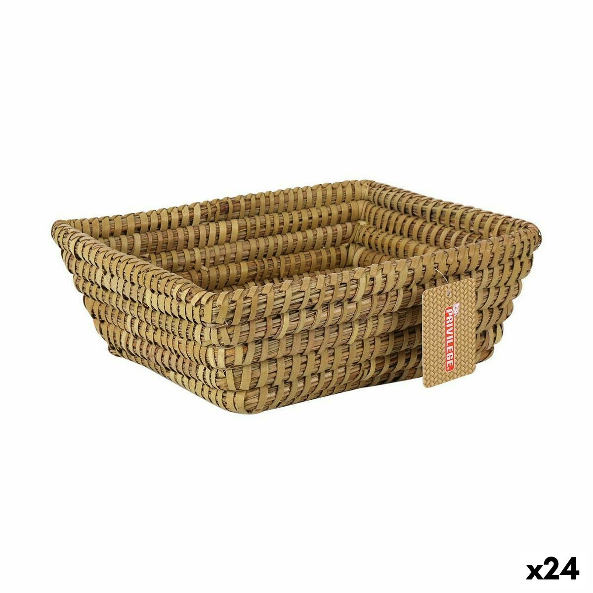 Cesta Multiusos Privilege Korne Castanho vime Retangular 25 x 20 x 8 cm (24 Unidades) - EcoNest