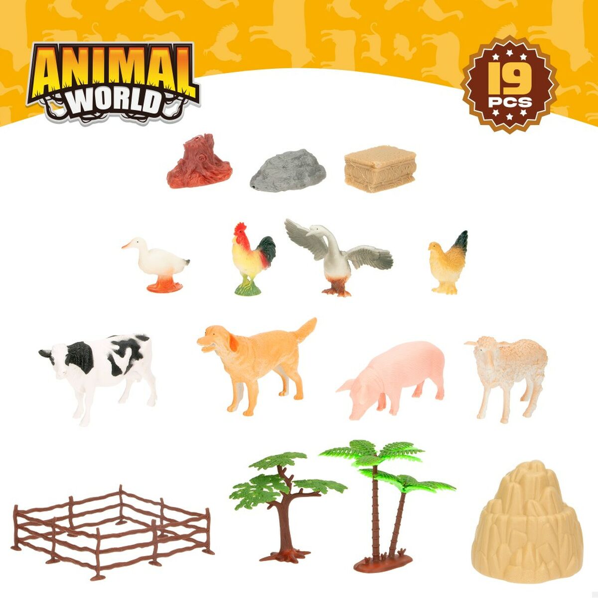 Figuras de animais Colorbaby 19 Peças Quinta Plástico 13 x 8 x 3 cm (6 Unidades) - EcoNest