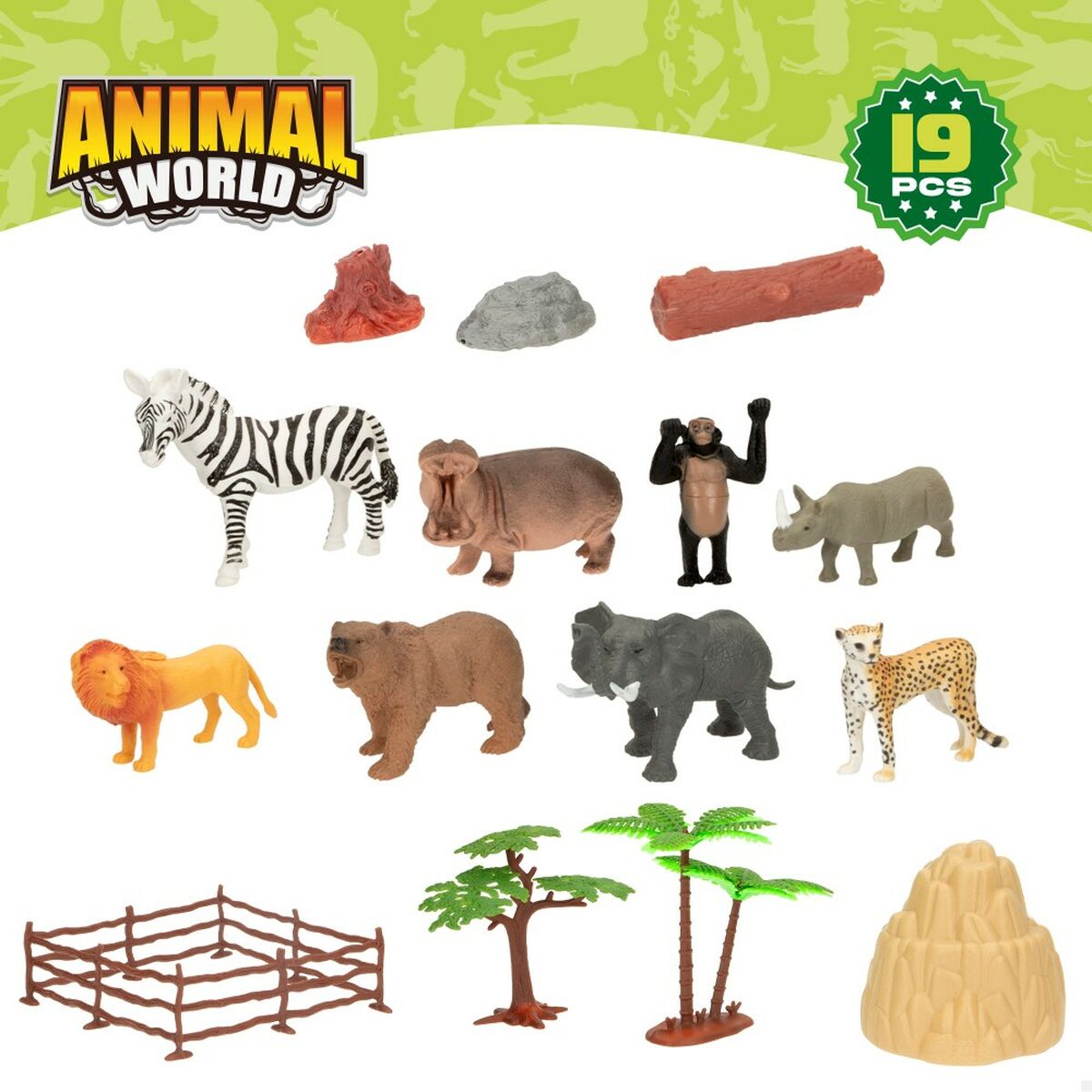 Figuras de animais Colorbaby 19 Peças Selva Plástico 14 x 6 x 5 cm (6 Unidades) - EcoNest