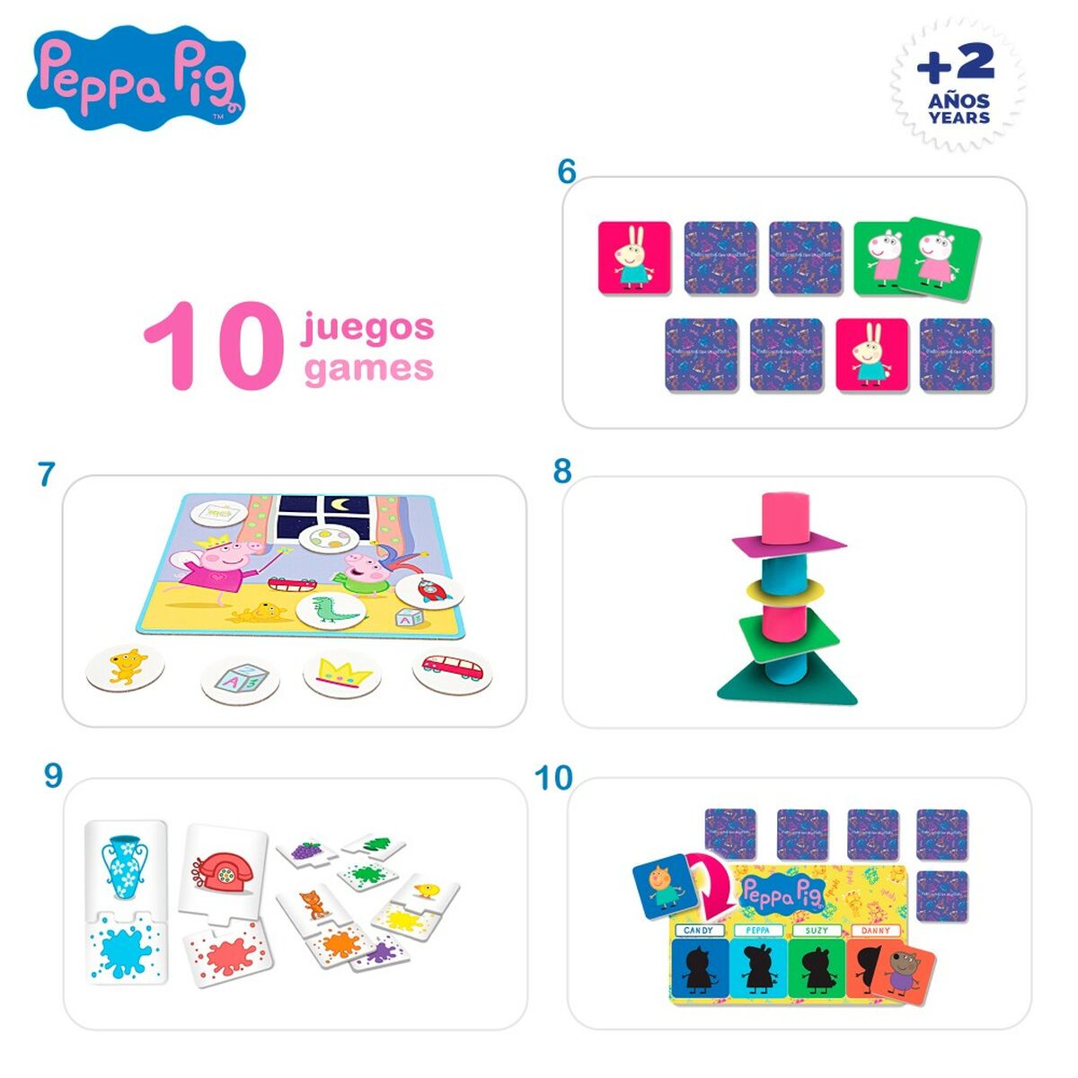 Juego Educativo Peppa Pig Edu Games Collection 24,5 x 0,2 x 24,5 cm (6 Unidades) 10 en 1