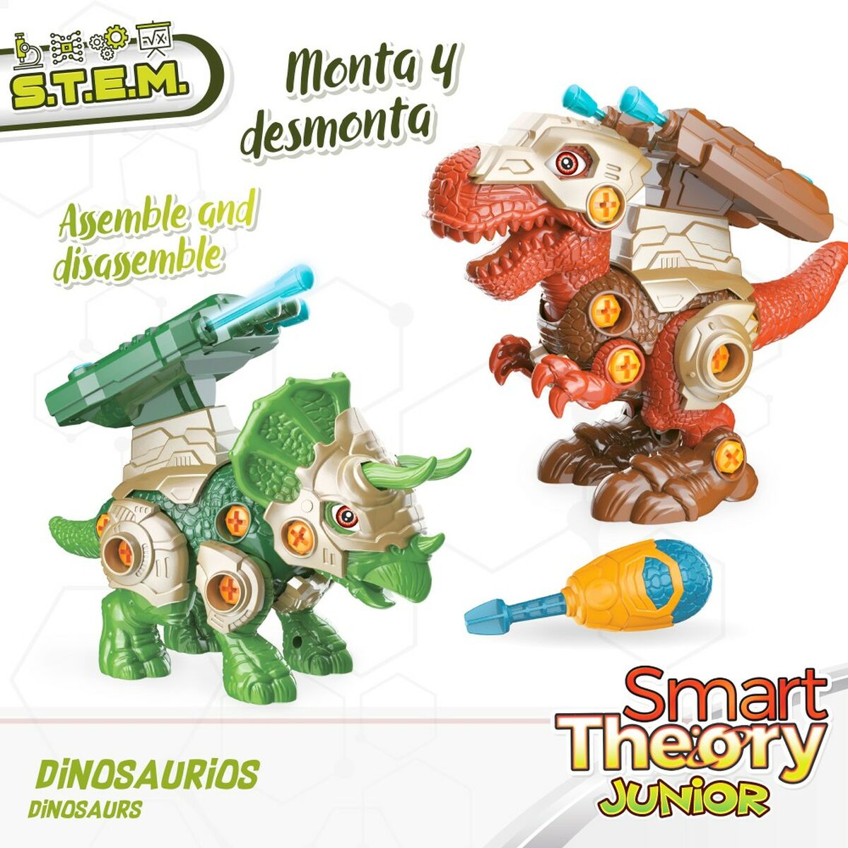 Conjunto 2 Dinossauros Colorbaby 21 x 14 x 9,5 cm articulado Lança-Projéteis 4 Unidades Dinossauro