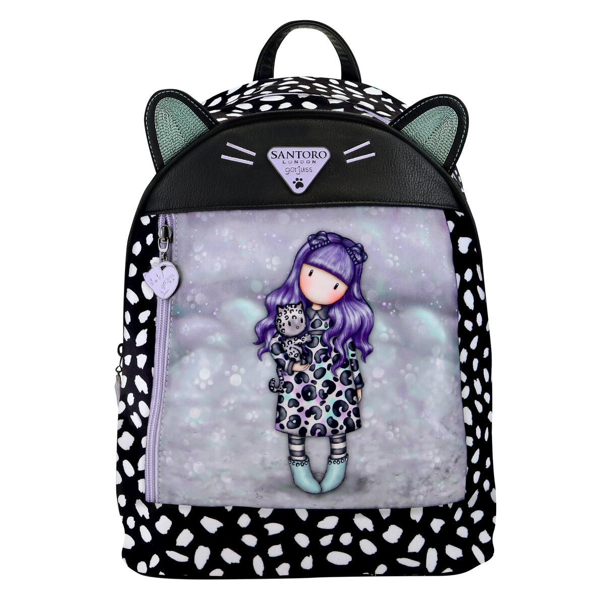 Mochila Casual Gorjuss Smitten kitten Preto Branco (25,5 x 31 x 10 cm) - EcoNest