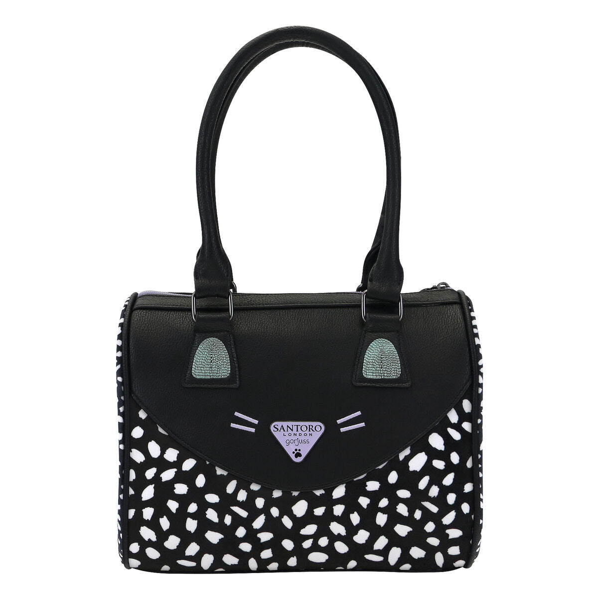 Bolso de mão Gorjuss Smitten kitten Preto Branco (28 x 22 x 13 cm) - EcoNest