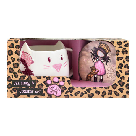 Conjunto Gorjuss Purrrrrfect love Kop Base para Copos 2 Peças Cerâmica Leopardo - EcoNest