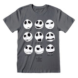 Unisex Short Sleeve T-Shirt The Nightmare Before Christmas Many Faces Dark grey