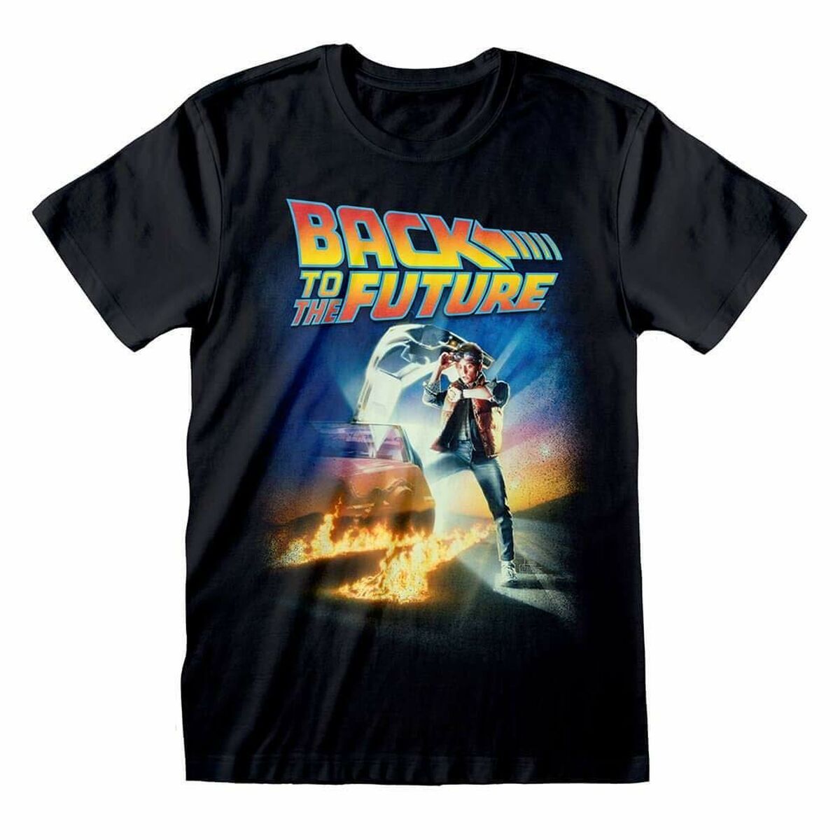 Camisola de Manga Curta Back to the Future Poster Preto Unissexo