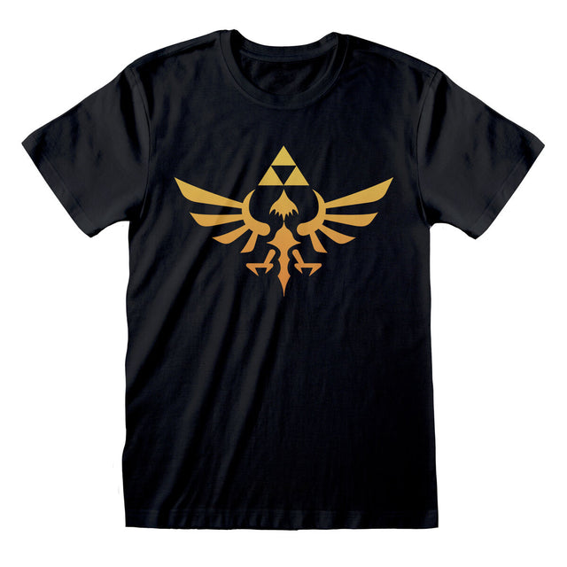 Camisola de Manga Curta The Legend of Zelda Hyrule Logo Preto Unissexo - EcoNest