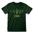 Camisola de Manga Curta Unissexo The Legend of Zelda Icons Verde-escuro - EcoNest