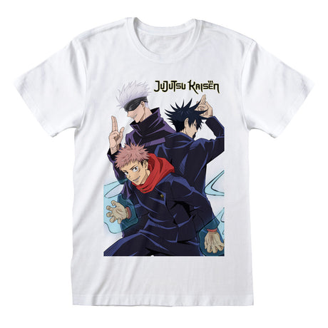 Camisola de Manga Curta Jujutsu Kaisen Trio Branco Unissexo - EcoNest