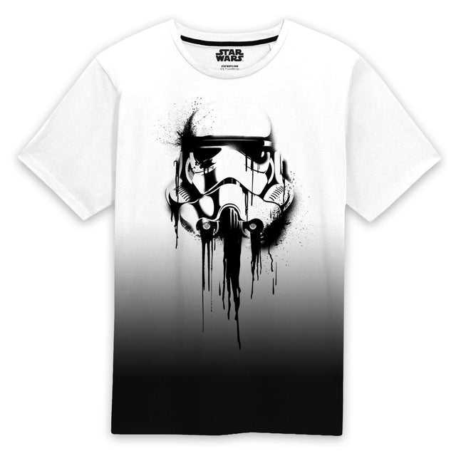 Camisola de Manga Curta Star Wars Stormrooper Ink Branco Preto Unissexo - EcoNest