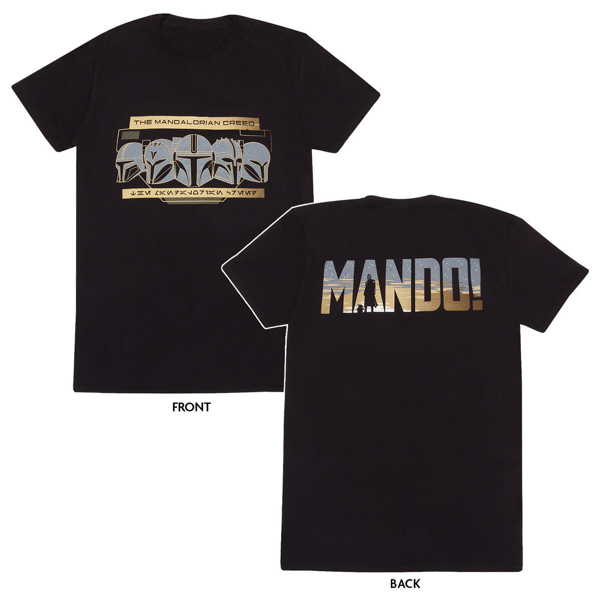 Camisola de Manga Curta The Mandalorian Row of Helmets Preto Unissexo - EcoNest